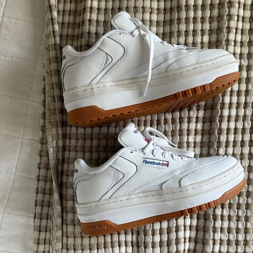 Reebok Classic White Sneakers with Brown Sole